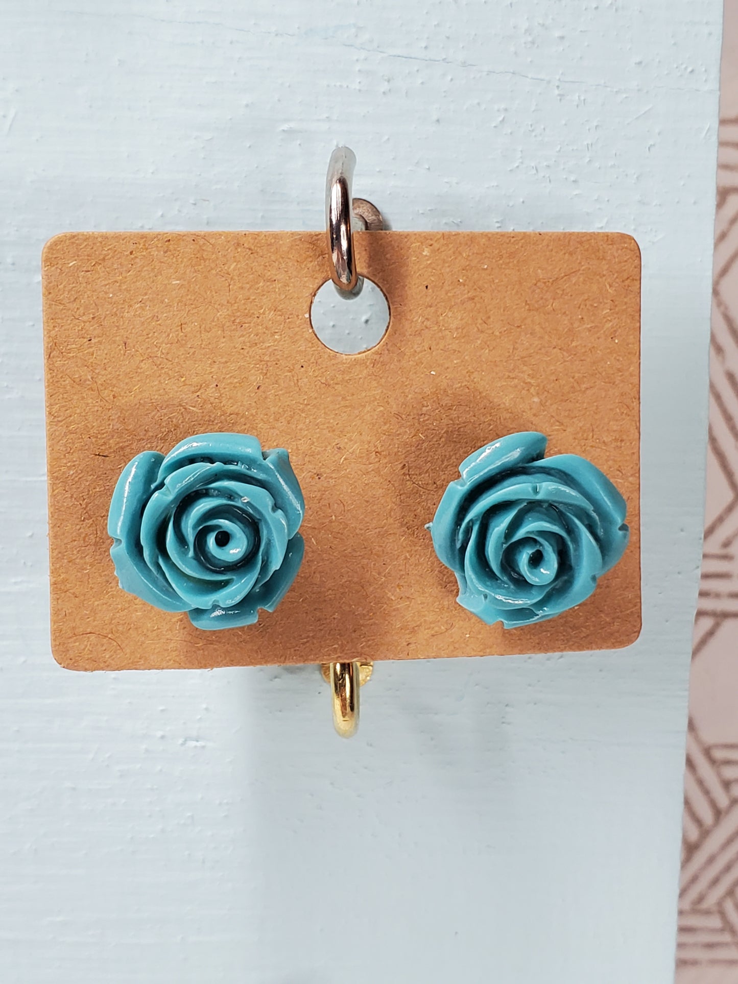 Blue Rose Stud Earrings