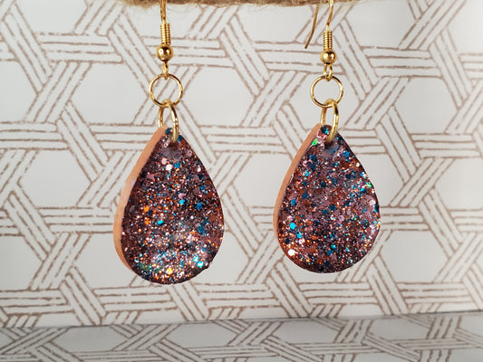 Orange Resin Teardrop Earrings