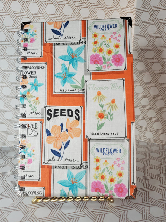 Seed Packet Spiralbound Journal - Handbound Journal - Bookbinding - Journal - Gardening Journal