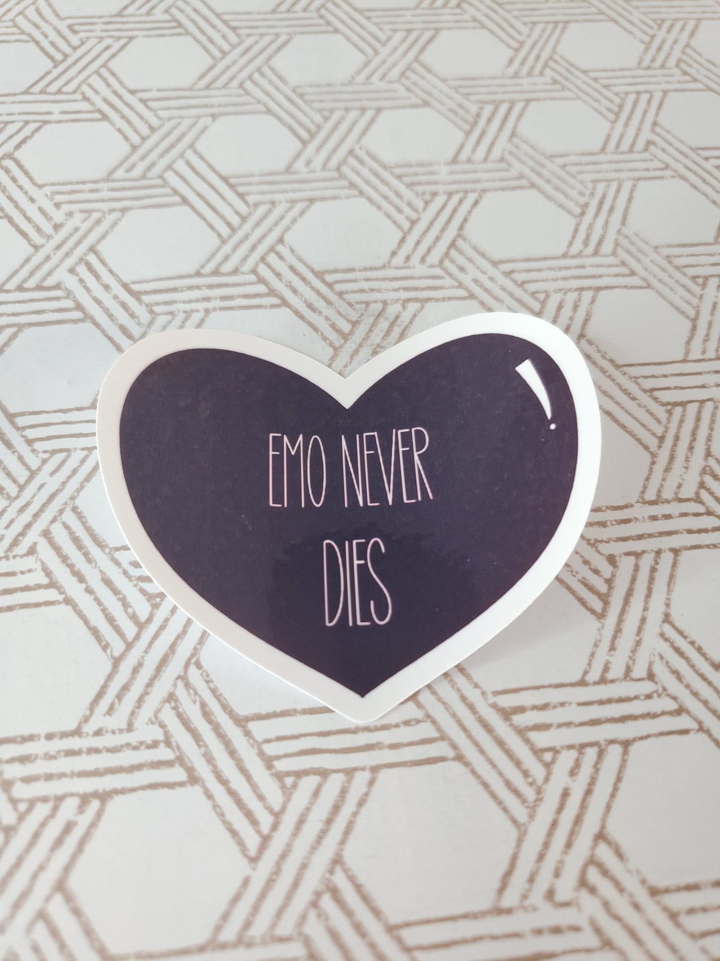Emo Never Dies Sticker - Black Heart - Emo Sticker